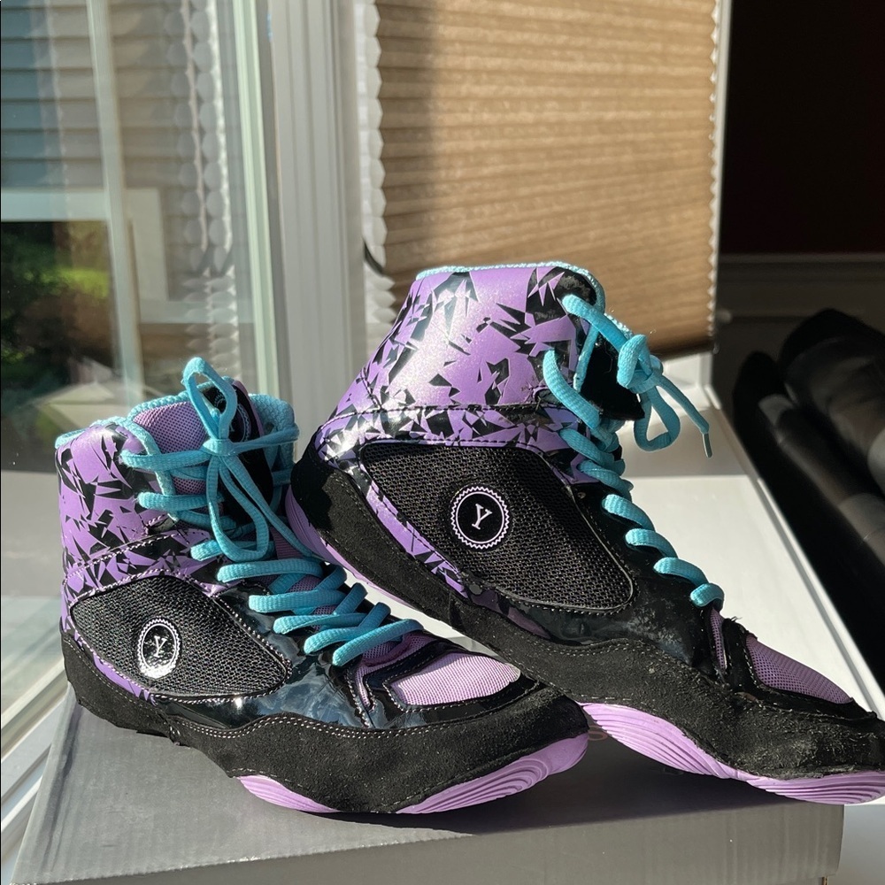 Vibrant Purple and Black Women's Wrestling Athletic Shoes by Yes! Athletics - Picture 11 of 13